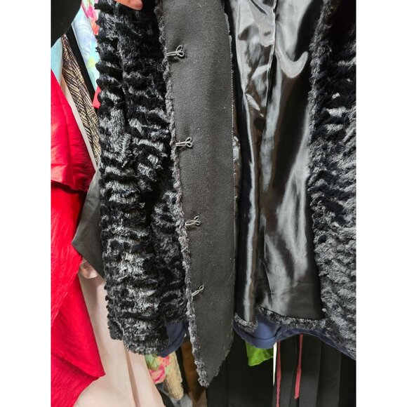 JM Collection Womens Black Faux Fur Jacket Medium - Picture 8 of 16